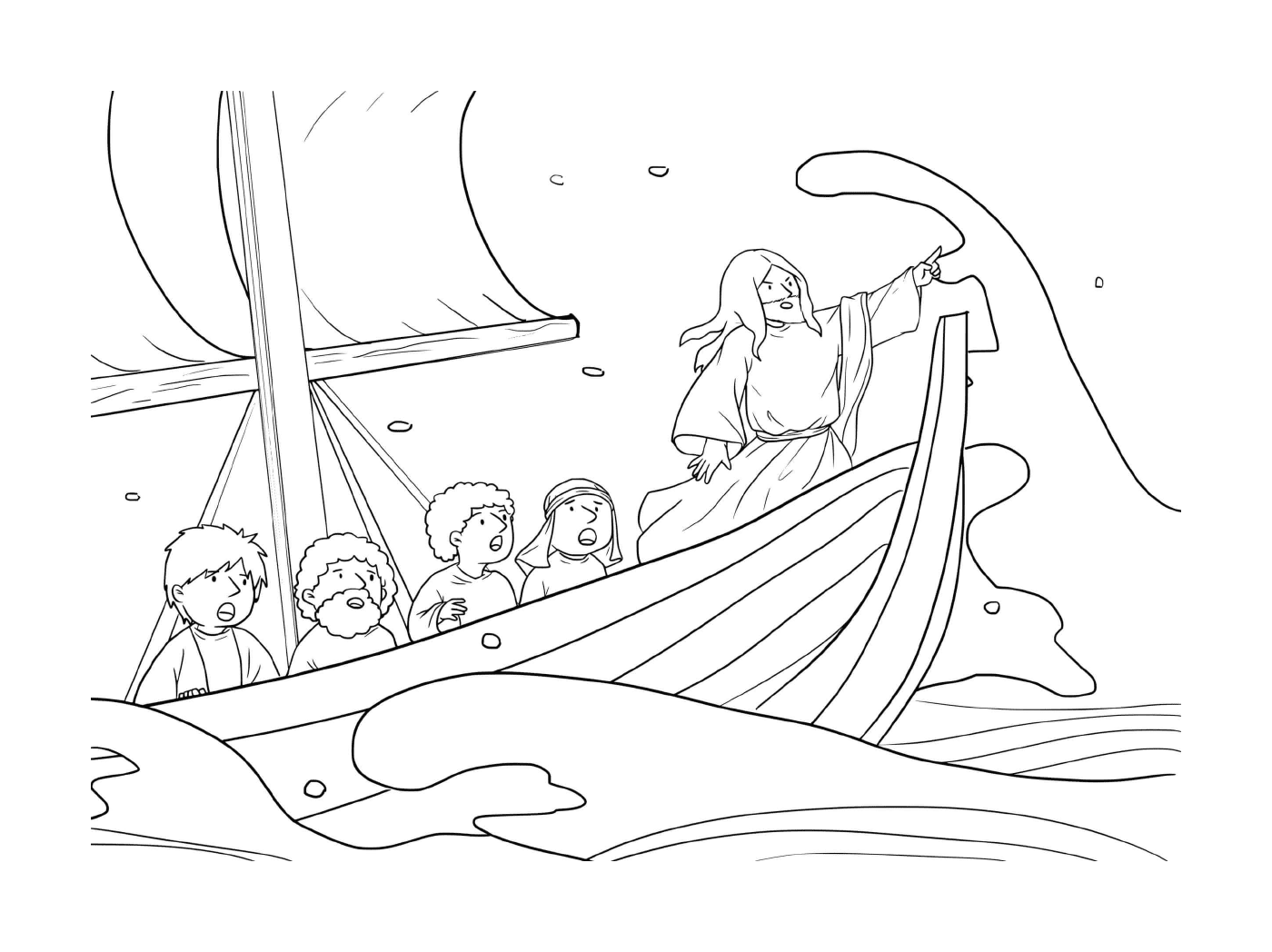   Jésus sur un bateau 