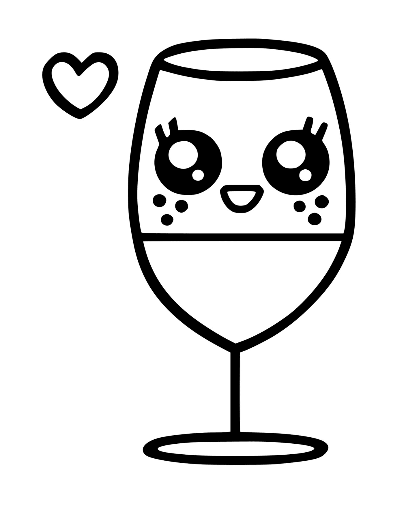   Un verre à vin avec un visage dessiné dessus 