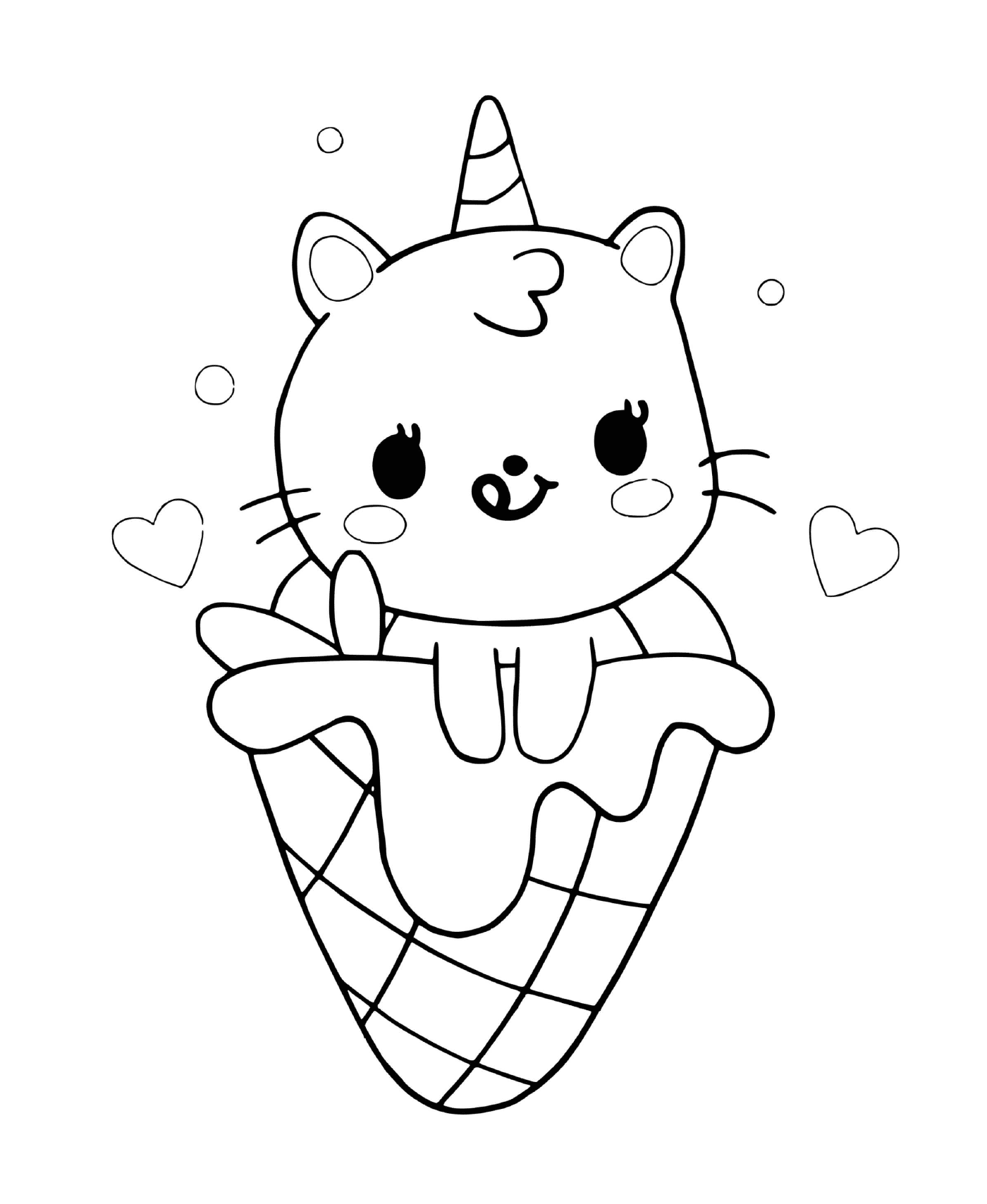   chat licorne sirène mignon avec glace 