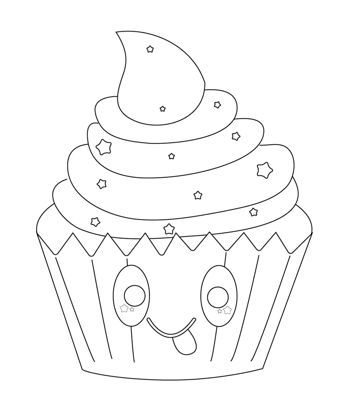   Cupcake kawaii avec étoiles 