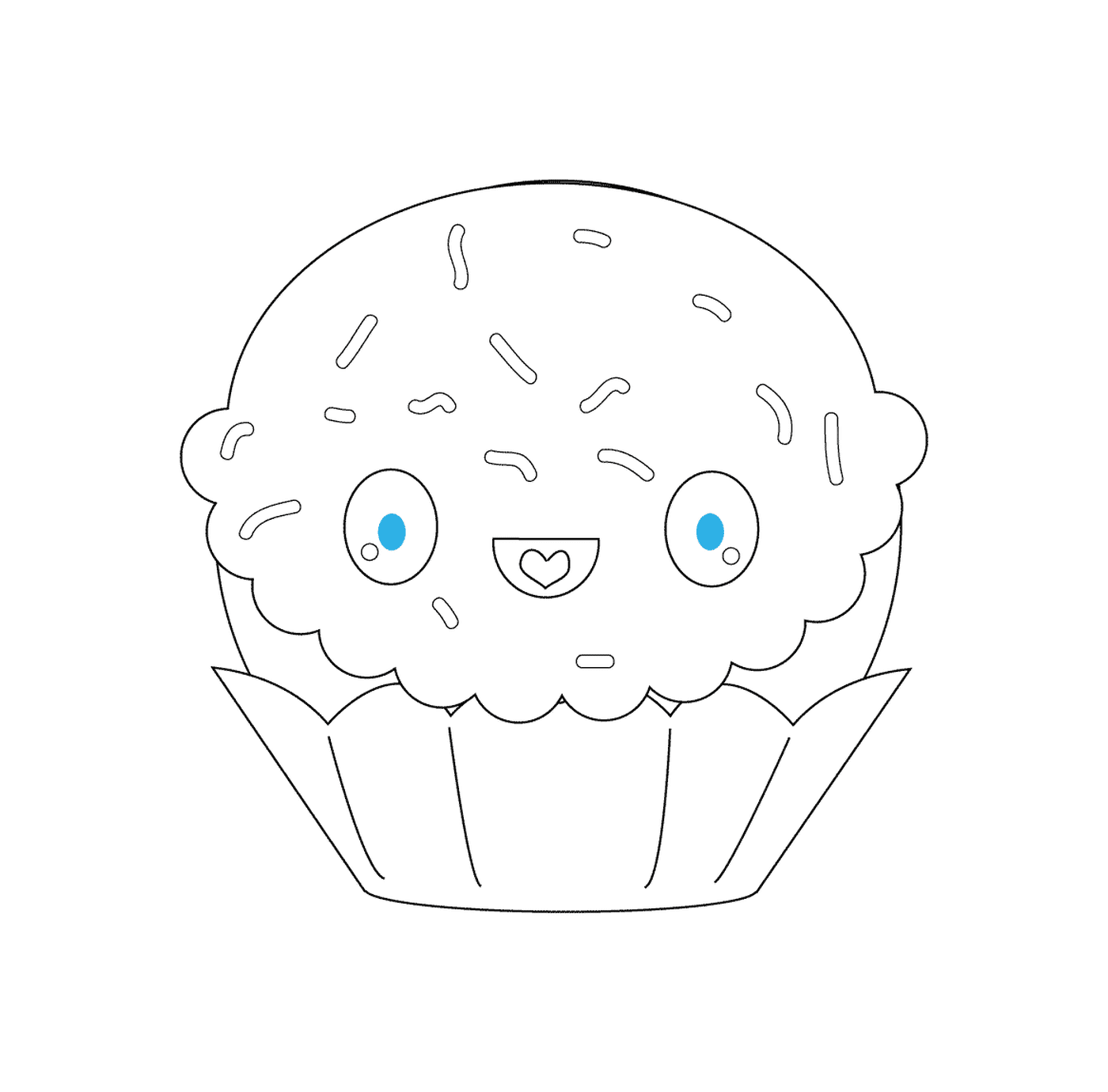   Cupcake kawaii avec visage 