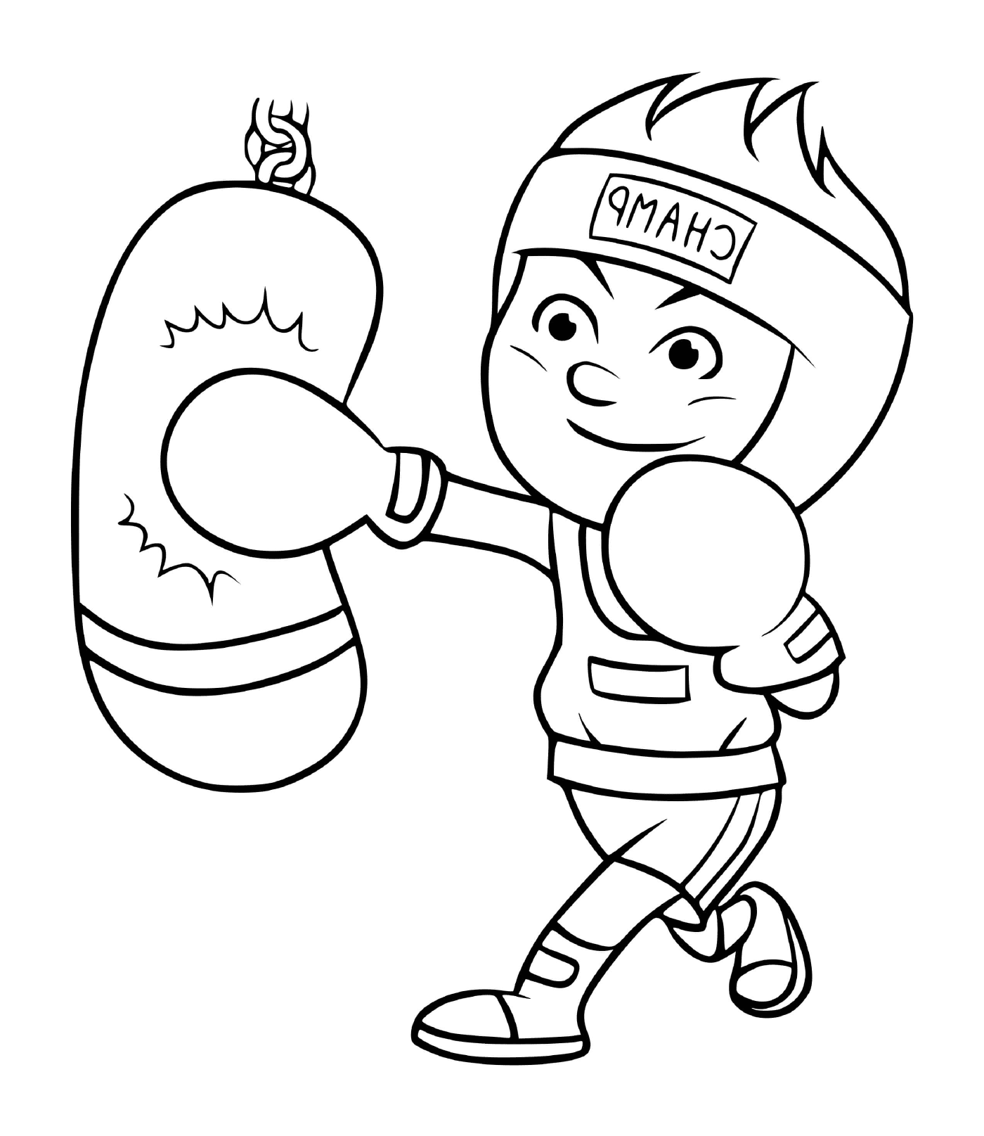   Un jeune garçon s'entraîne pour devenir champion de boxe 