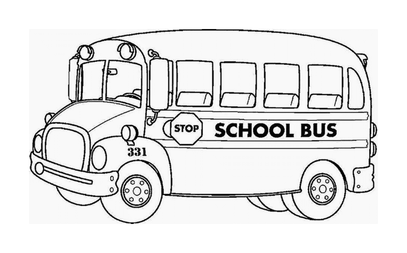   Un bus scolaire noir et blanc pour les enfants 