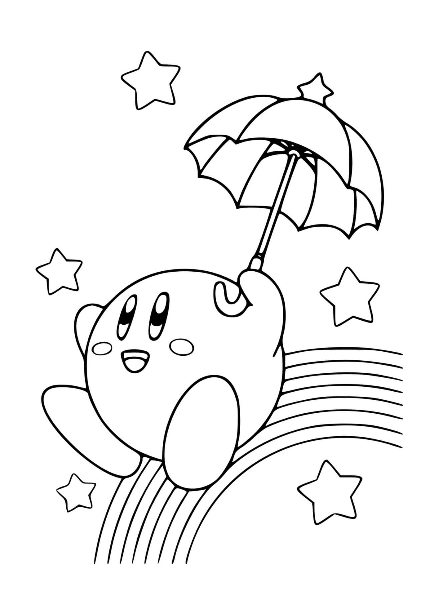   Kirby avec parapluie arc-en-ciel 