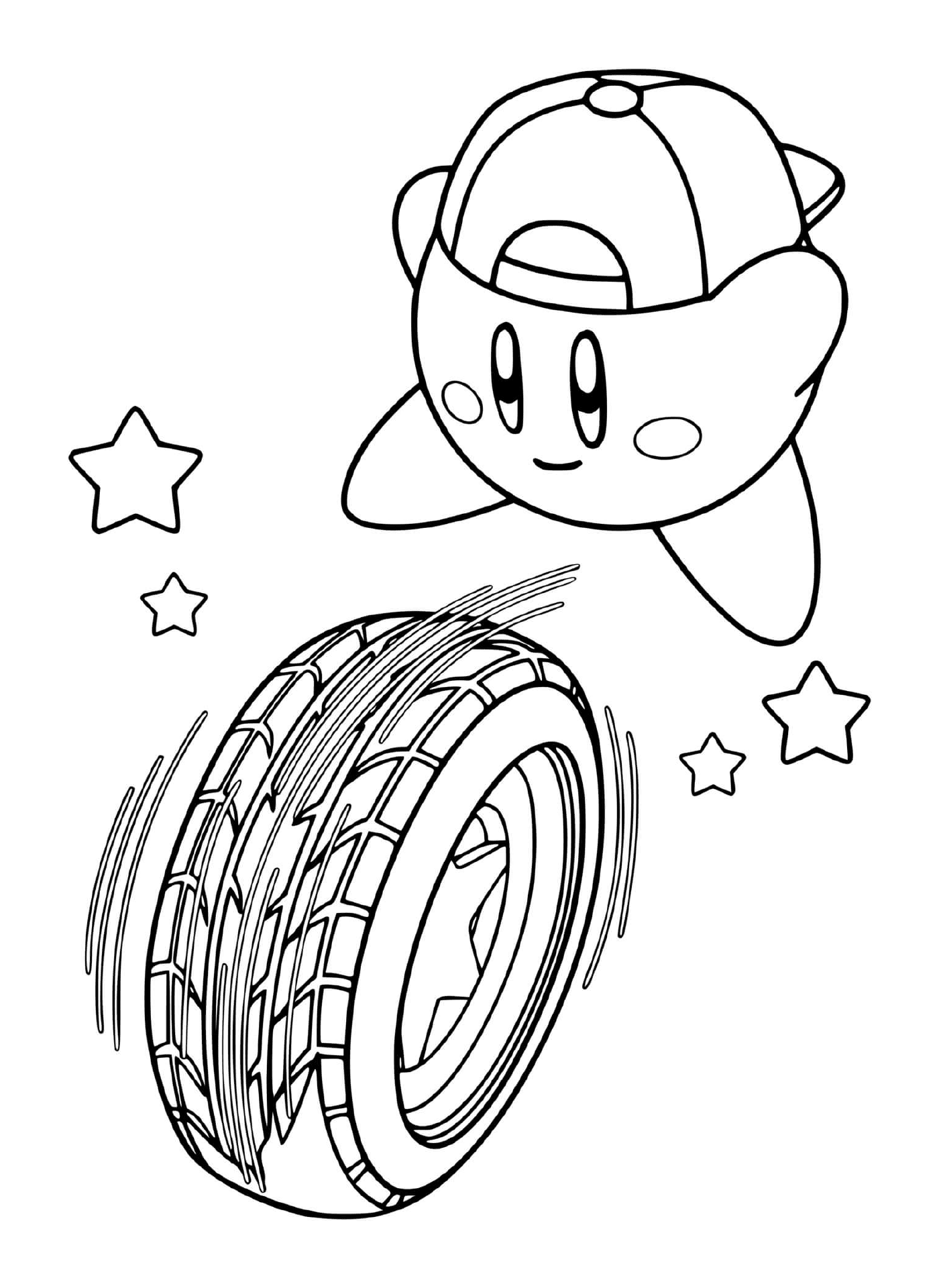   Kirby cool lançant une roue rapide 