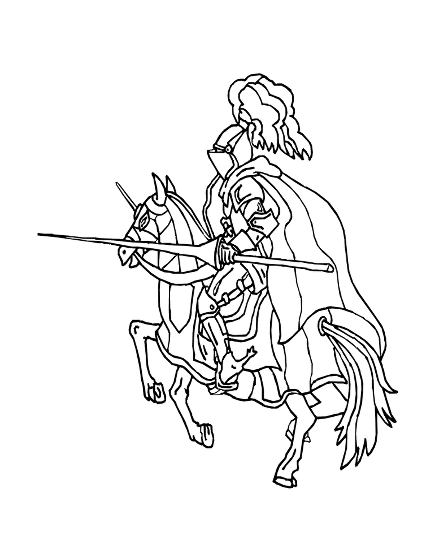   Un homme à cheval tenant une lance 