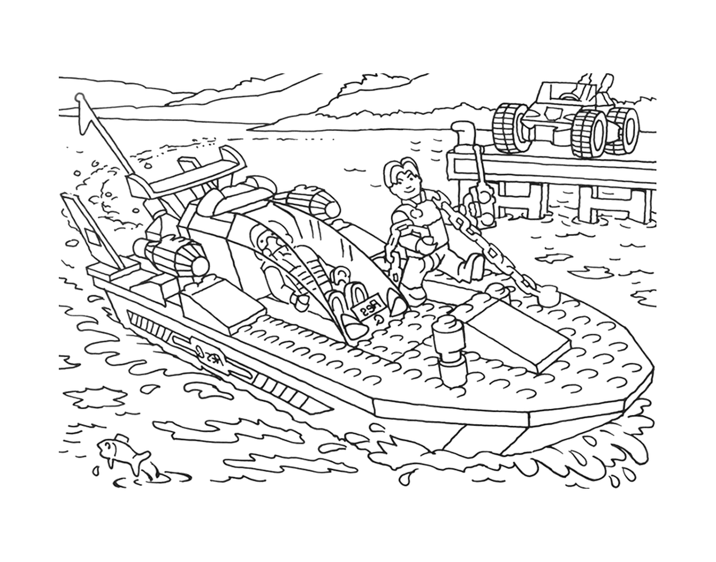   Homme dans un bateau Lego 