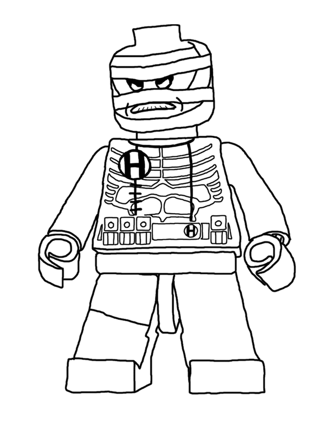   Homme Lego portant un costume de squelette 