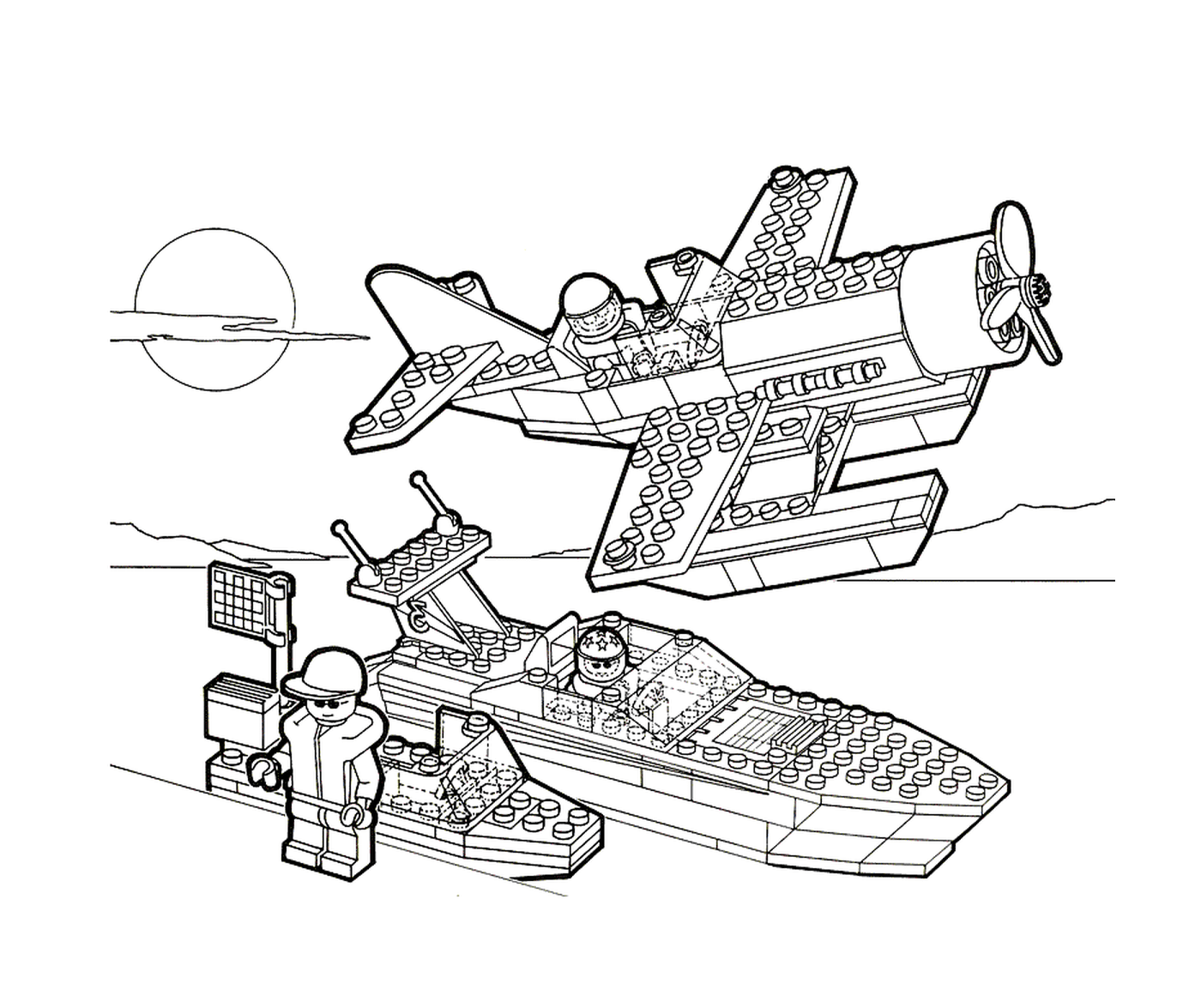   Avion et bateau Lego 