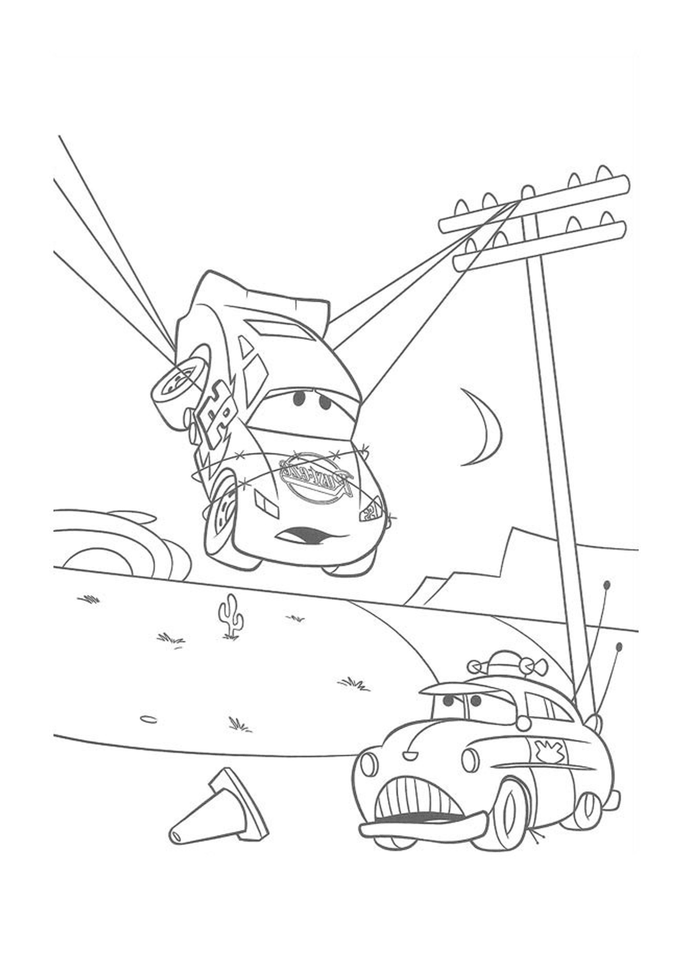   Flash McQueen et Tow Mater en suspension 