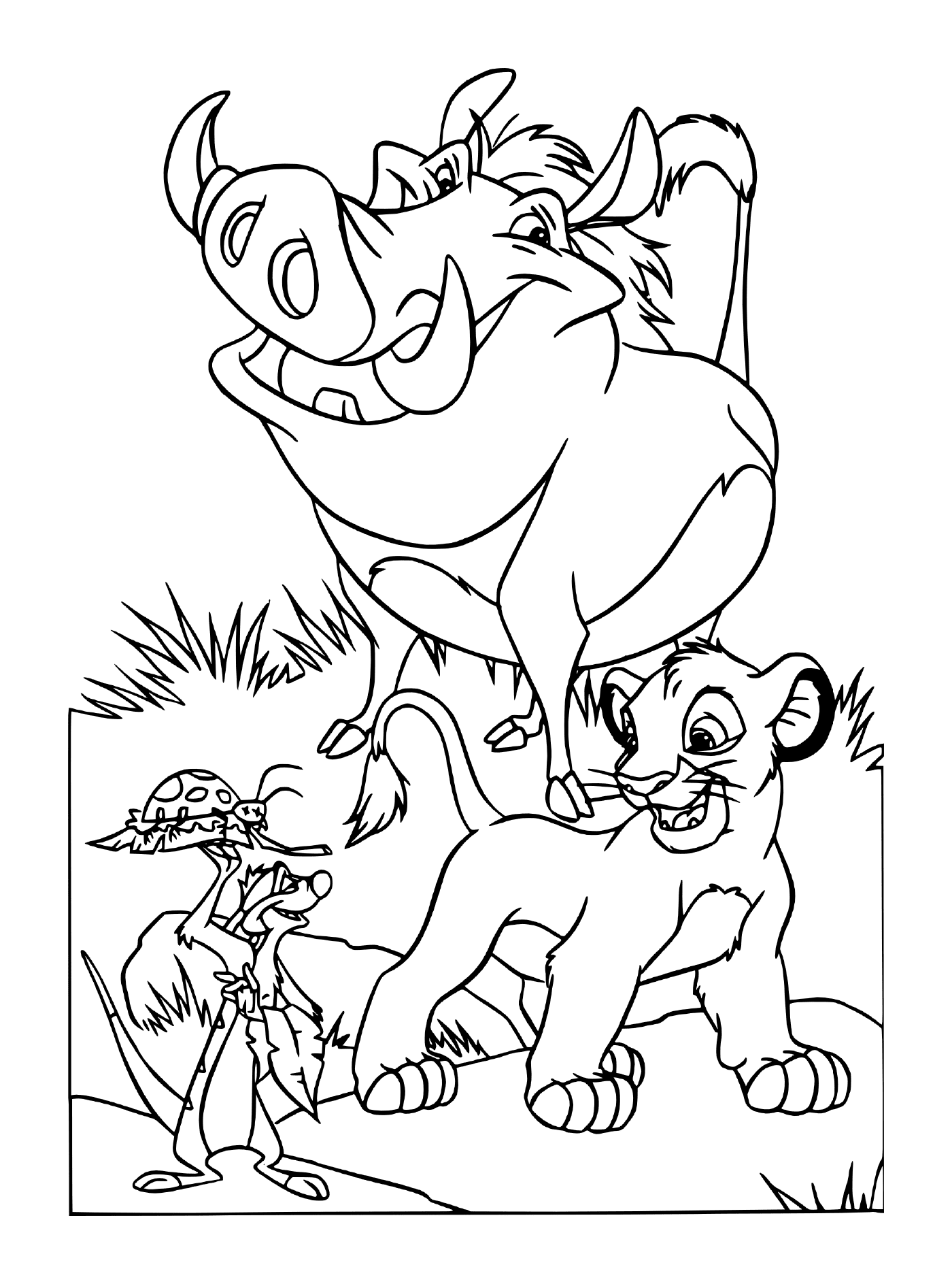   Pumba, Simba et Timon dans Le Roi Lion 3 