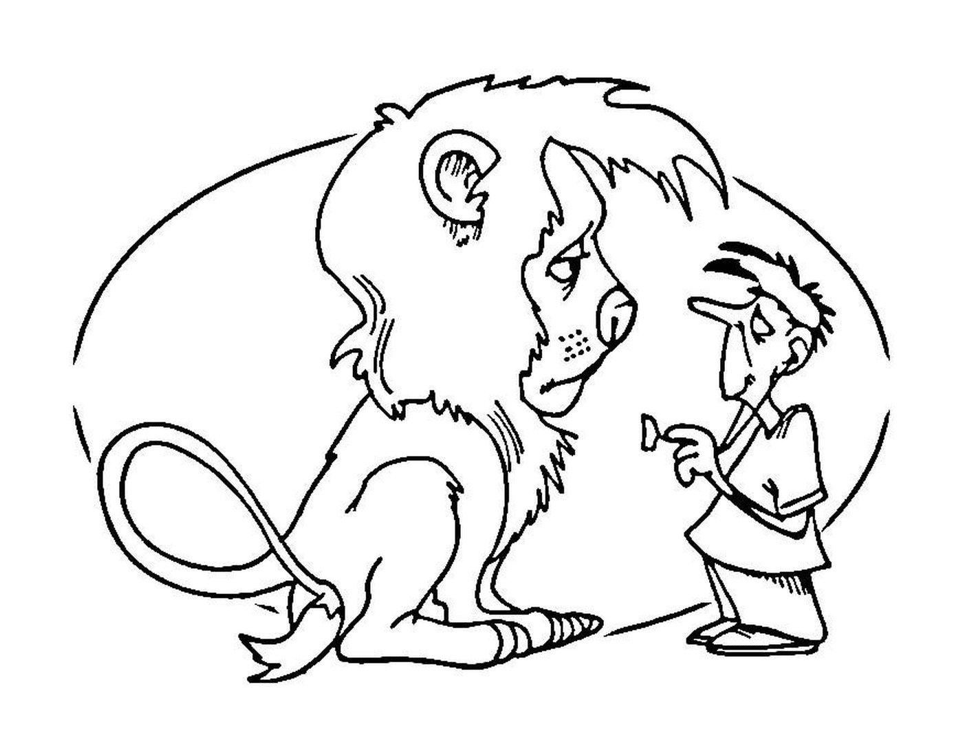   vétérinaire et lion en interaction 
