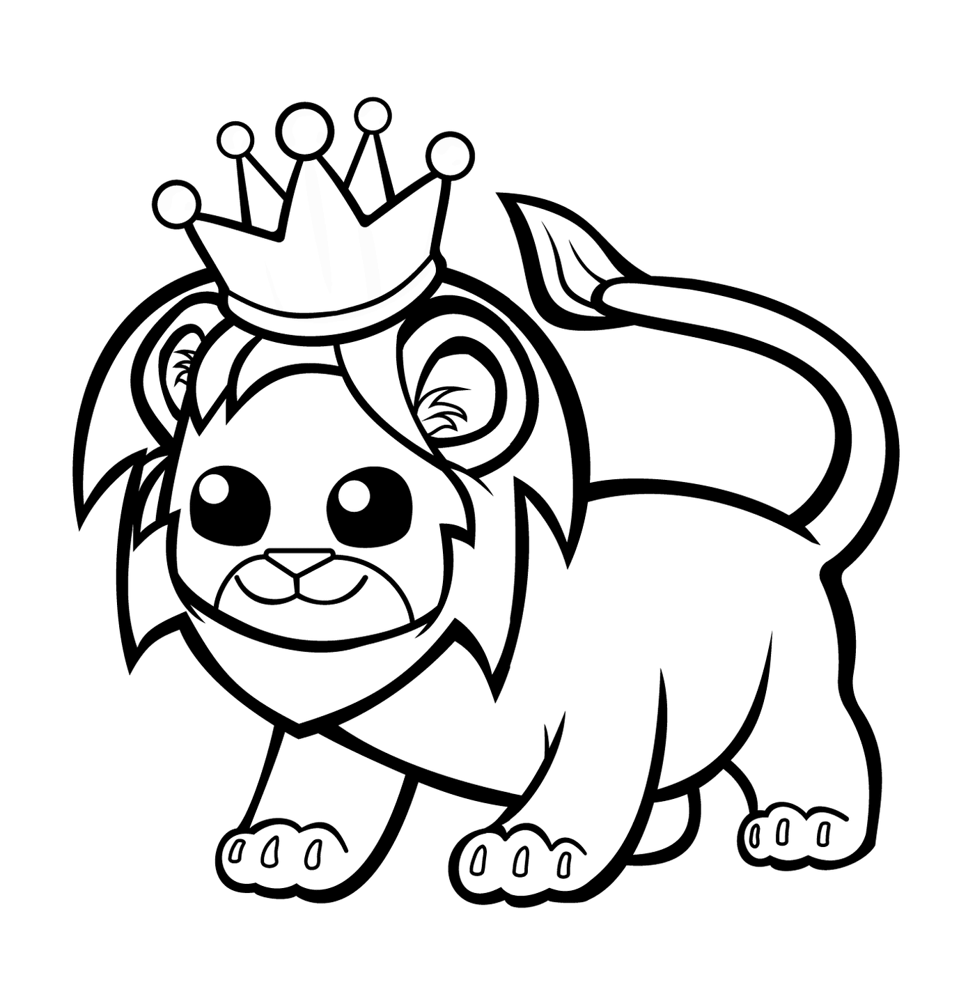   lion drôle portant une couronne 