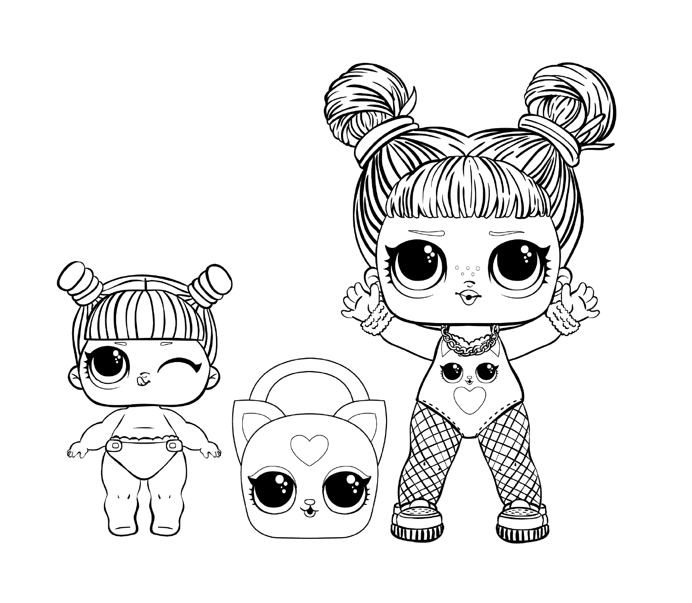   Trois poupées alignées 
