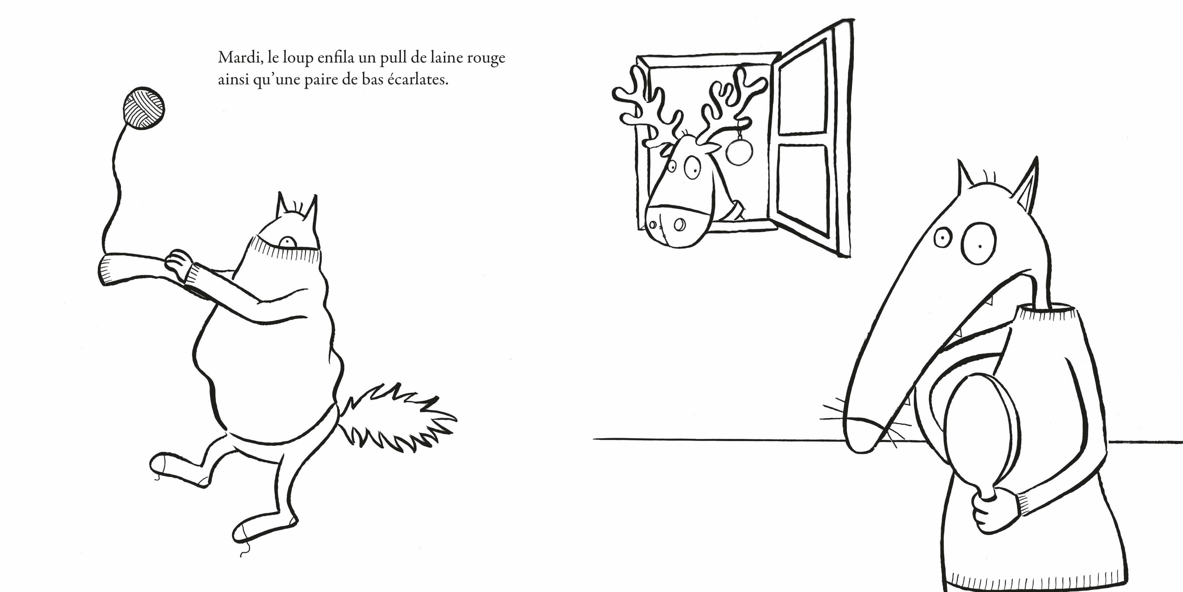   Page d'un livre de coloriage avec un chat et un cerf 