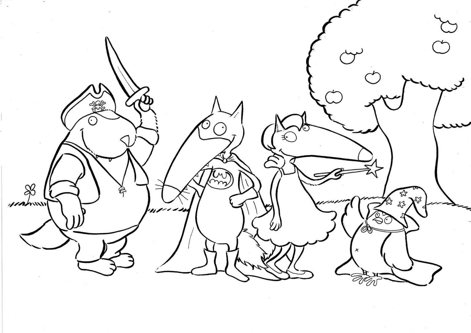   Groupe de personnages de dessin animé côte à côte 