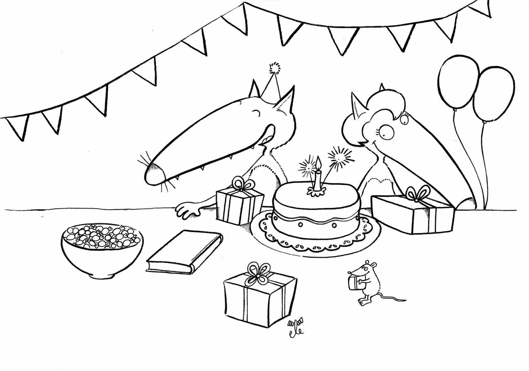   Deux souris célèbrent un anniversaire 