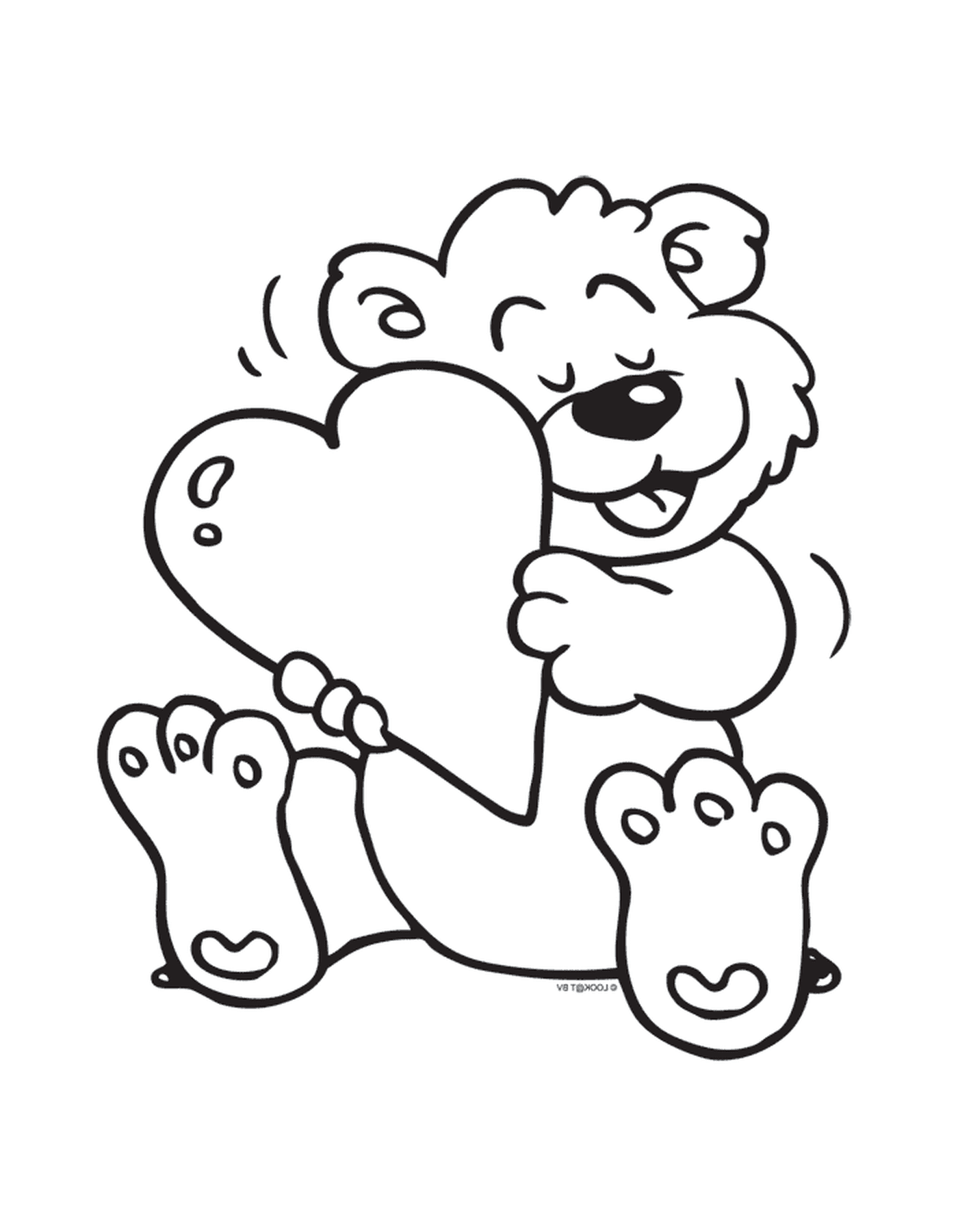   Un ours tenant un cœur 