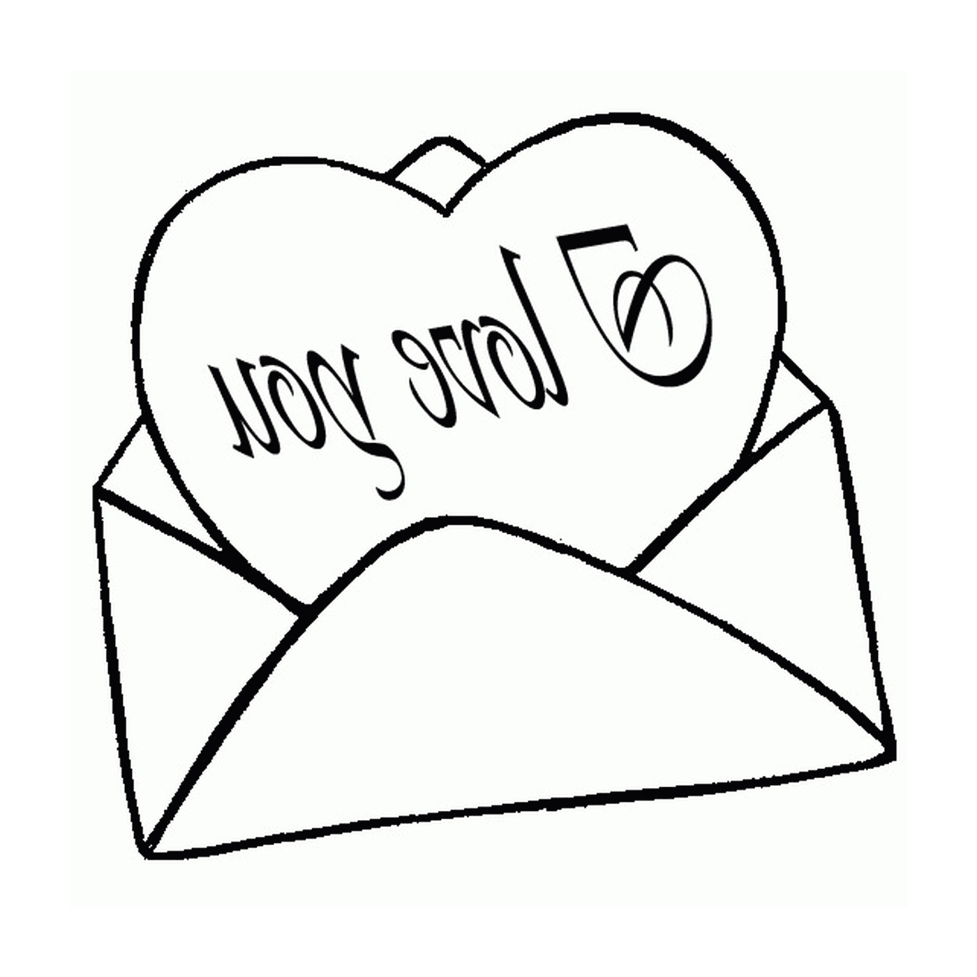   Une enveloppe ouverte avec un cœur dessus 