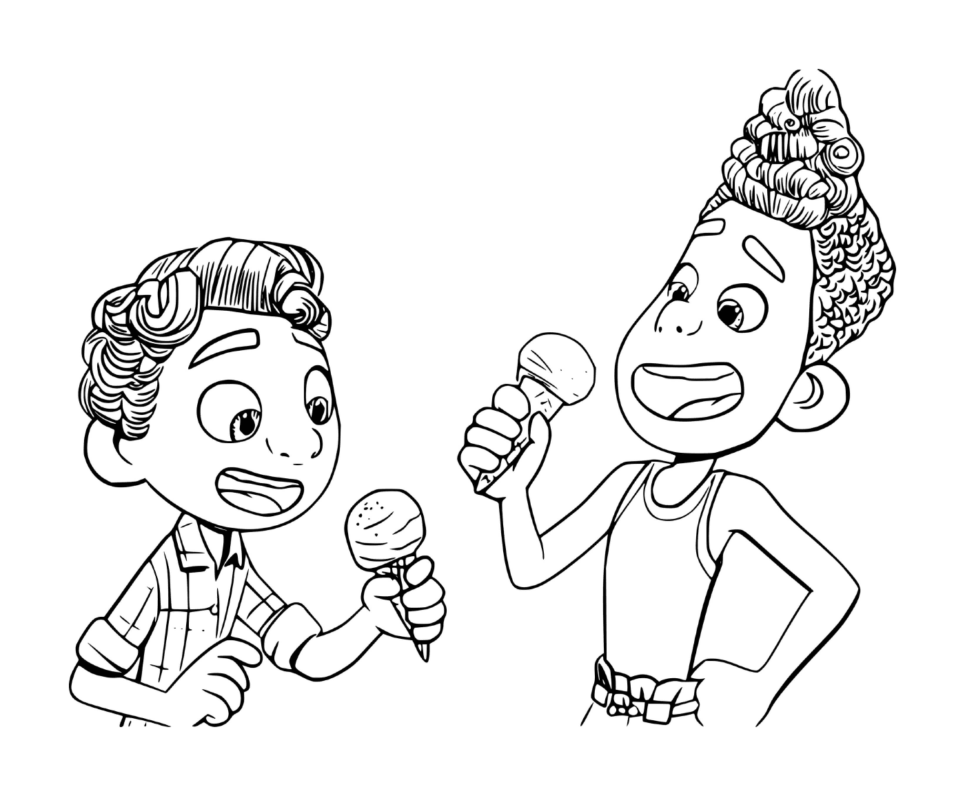   Deux personnes mangeant de la glace 