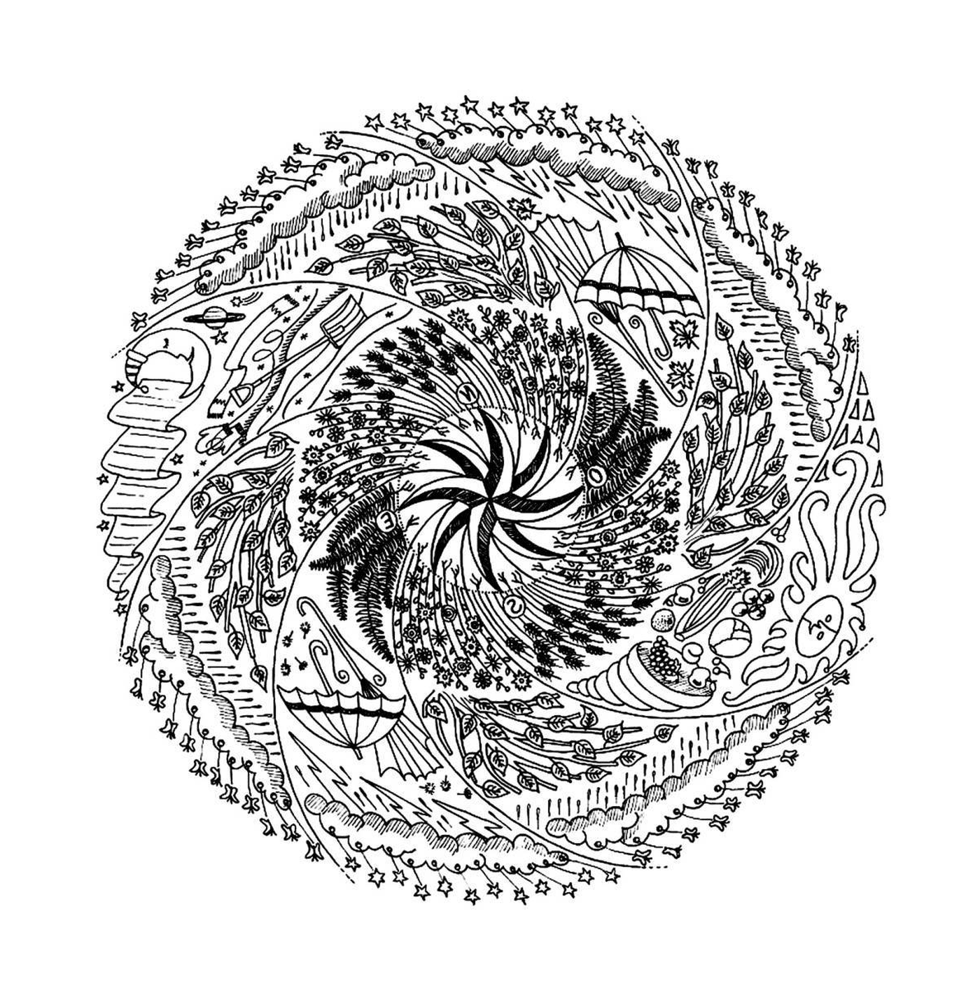   Mandala circulaire avec poisson 