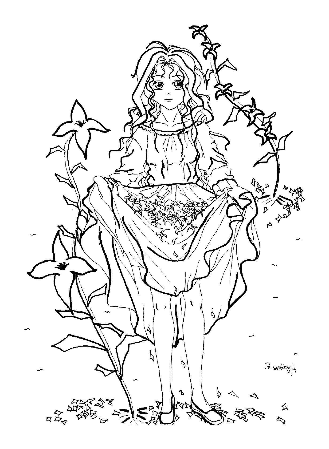   Une fille avec des fleurs 