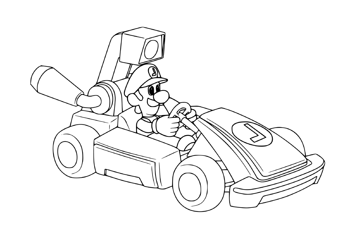   Luigi se prépare pour la course de voiture 