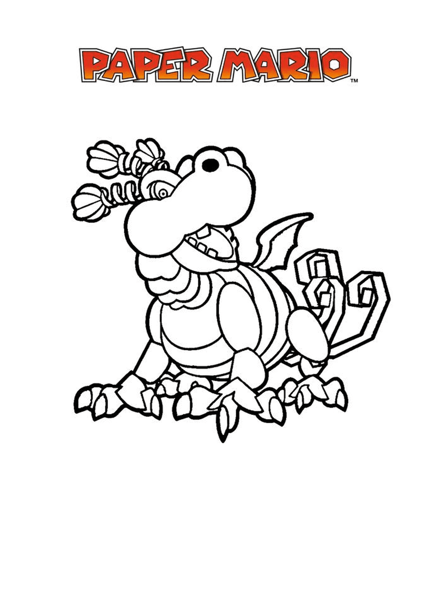   Mario Paper Millenaire 3, un dragon de dessin animé 