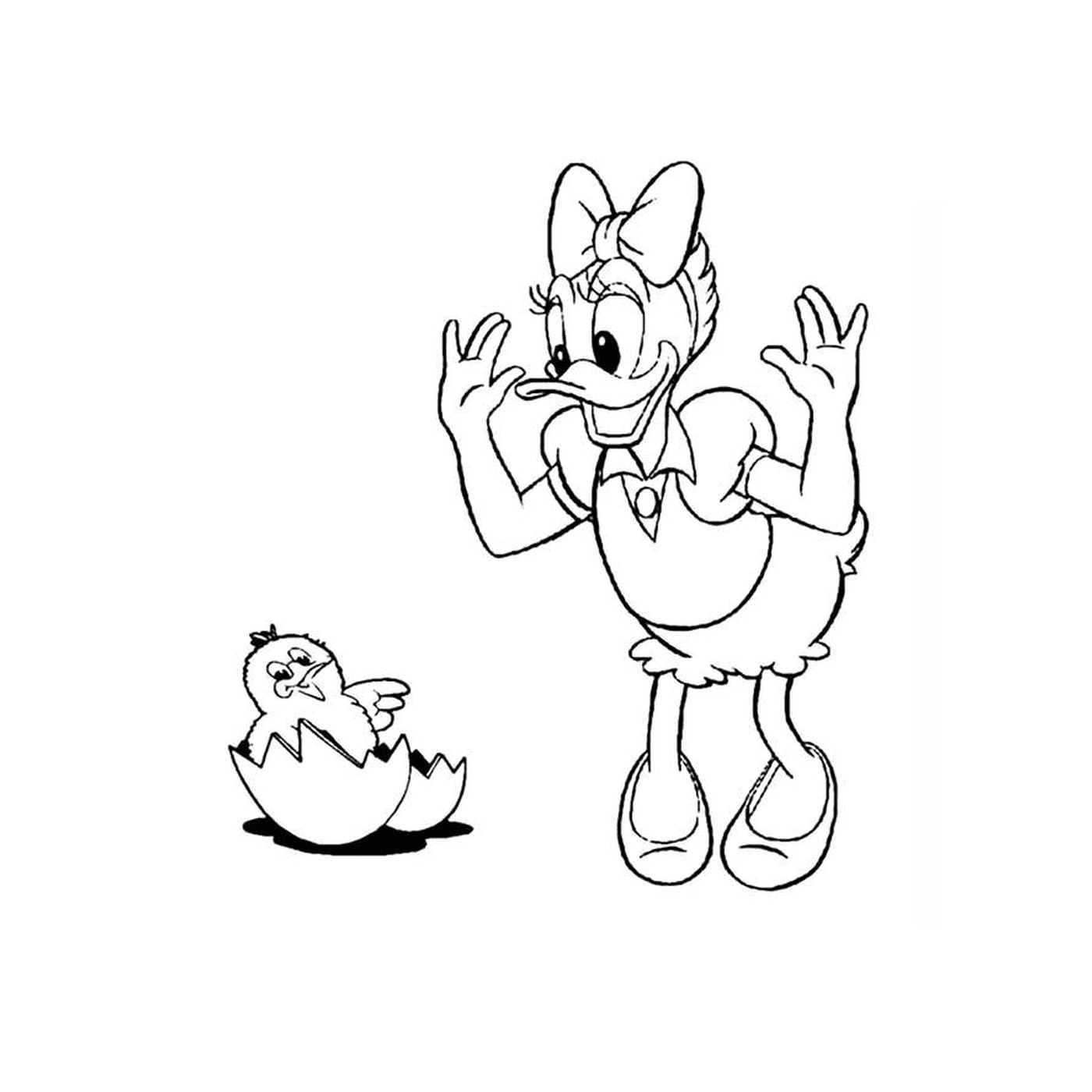   Un personnage de dessin animé et un œuf 