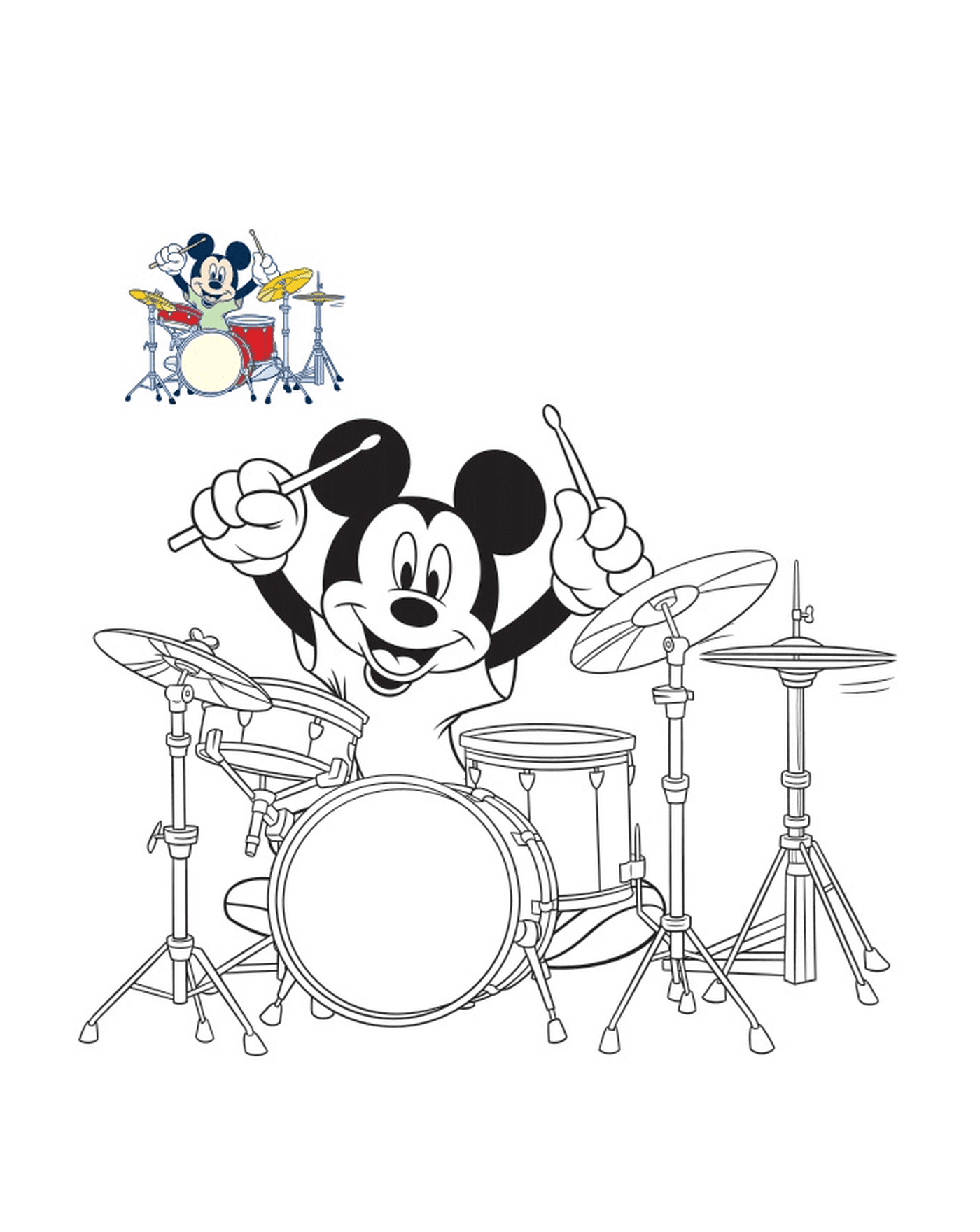   Mickey Mouse joue de la batterie 