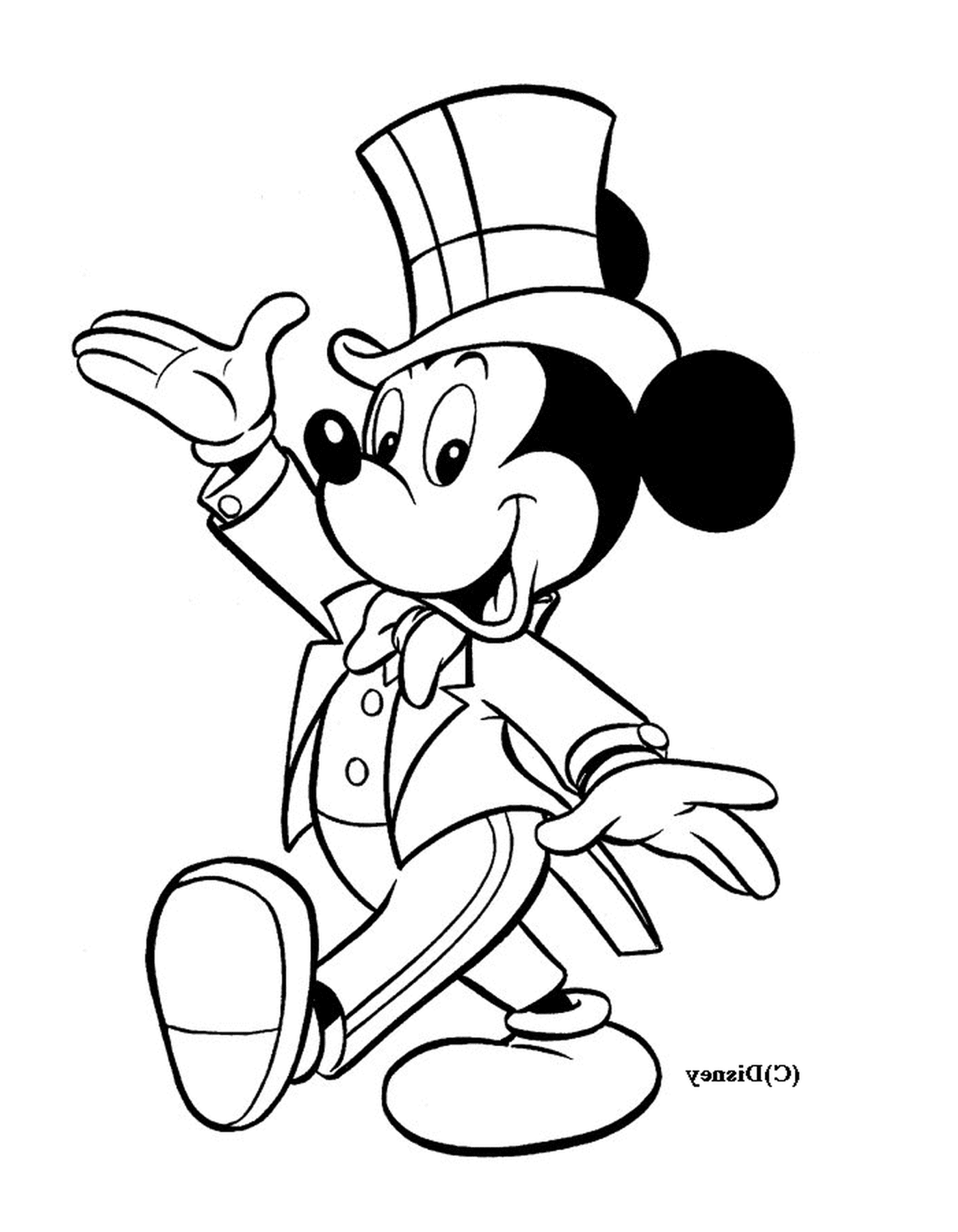   Mickey en smoking : portant un haut-de-forme 