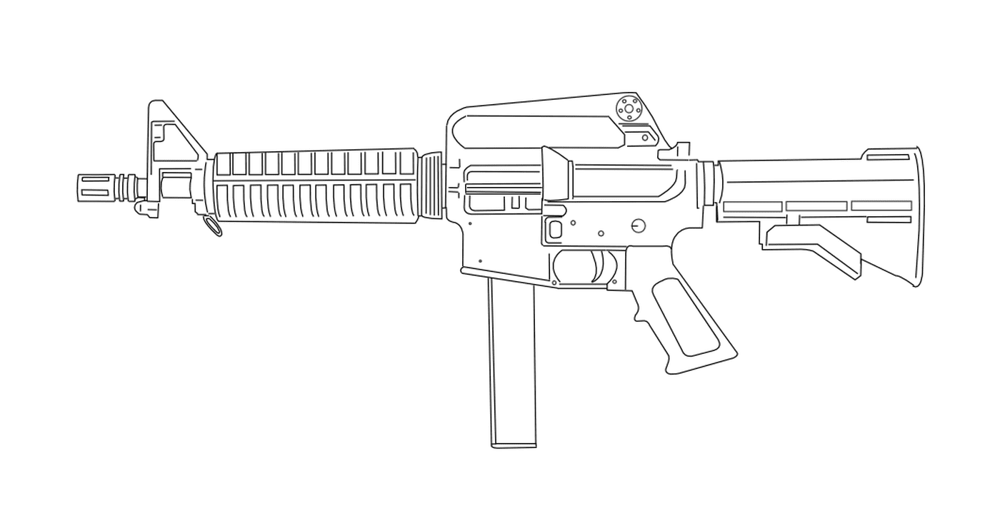   Evers Colt 9mm SMG : une arme de couleur noire et blanche 