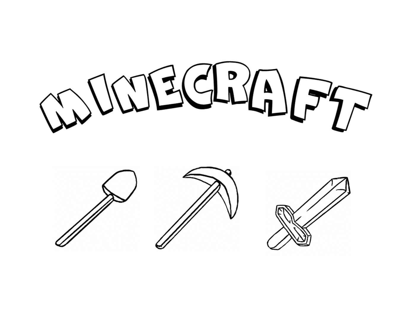   Outils Minecraft : pelle, hache, épée 