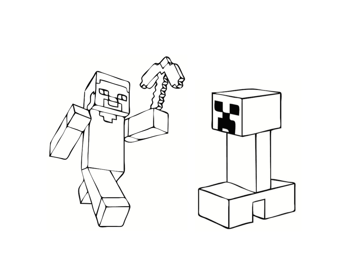   Steve, Creeper et Golem de fer Minecraft 