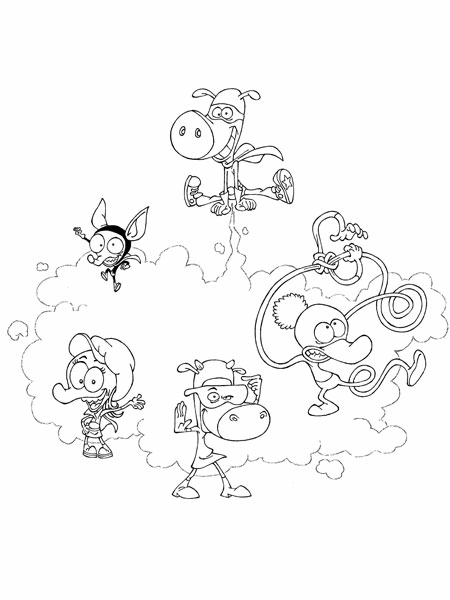   Groupe de personnages de dessin animé en cercle 