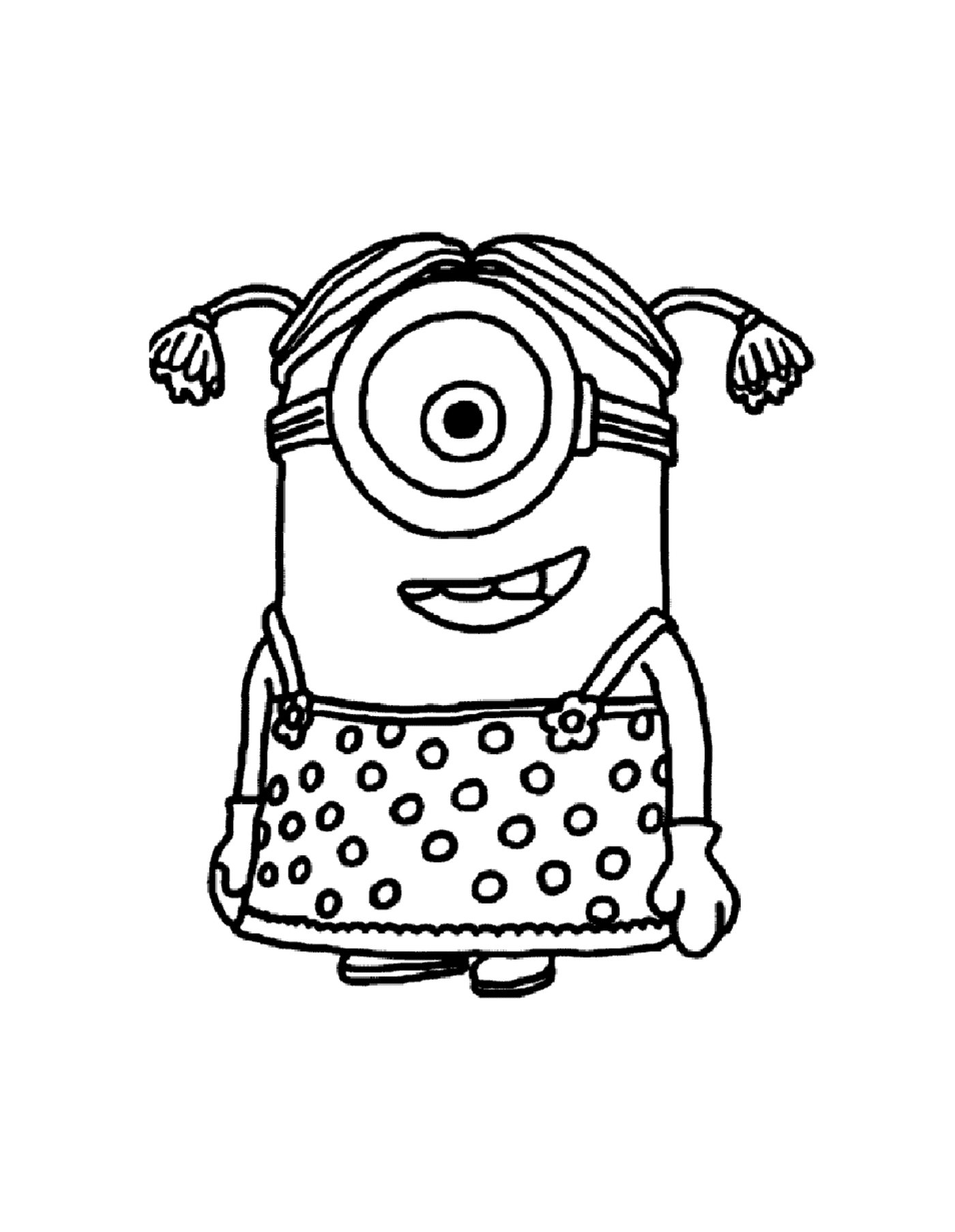  Petite fille Minion, dessin animé avec couettes 