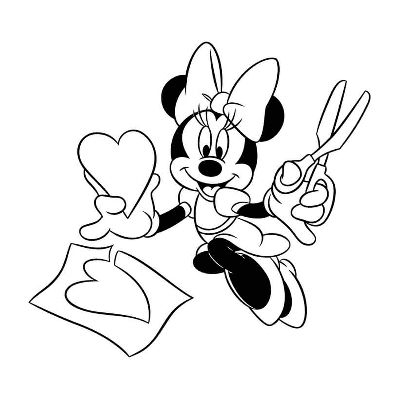   Minnie découpe un cœur bricolage 