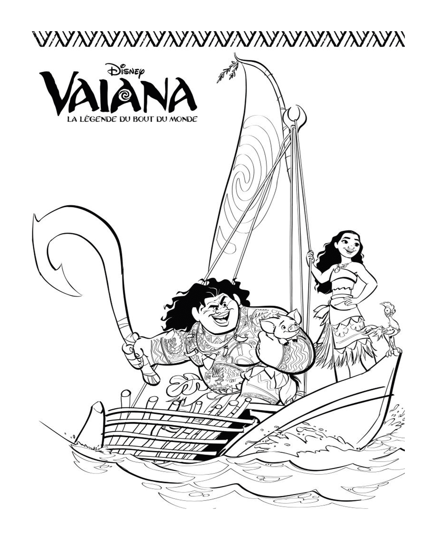   Vaiana et Maui sur un voilier 