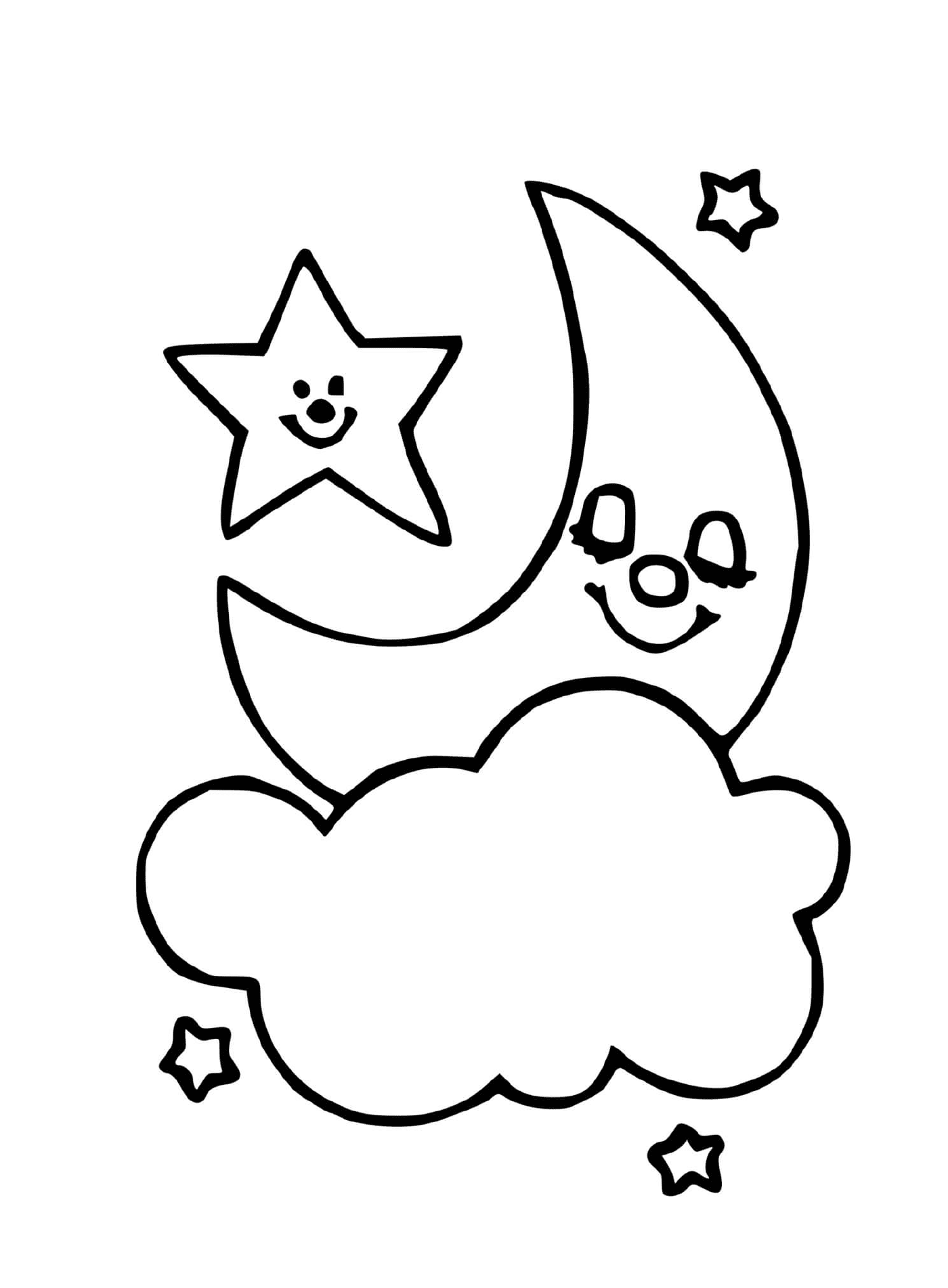   Étoile heureuse et lune dormant 