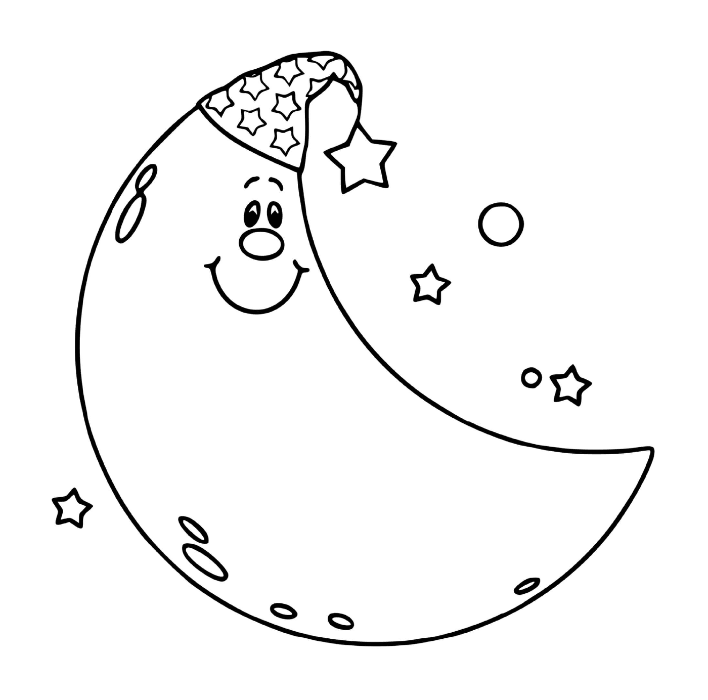   Demi-lune prête à dormir avec des étoiles 