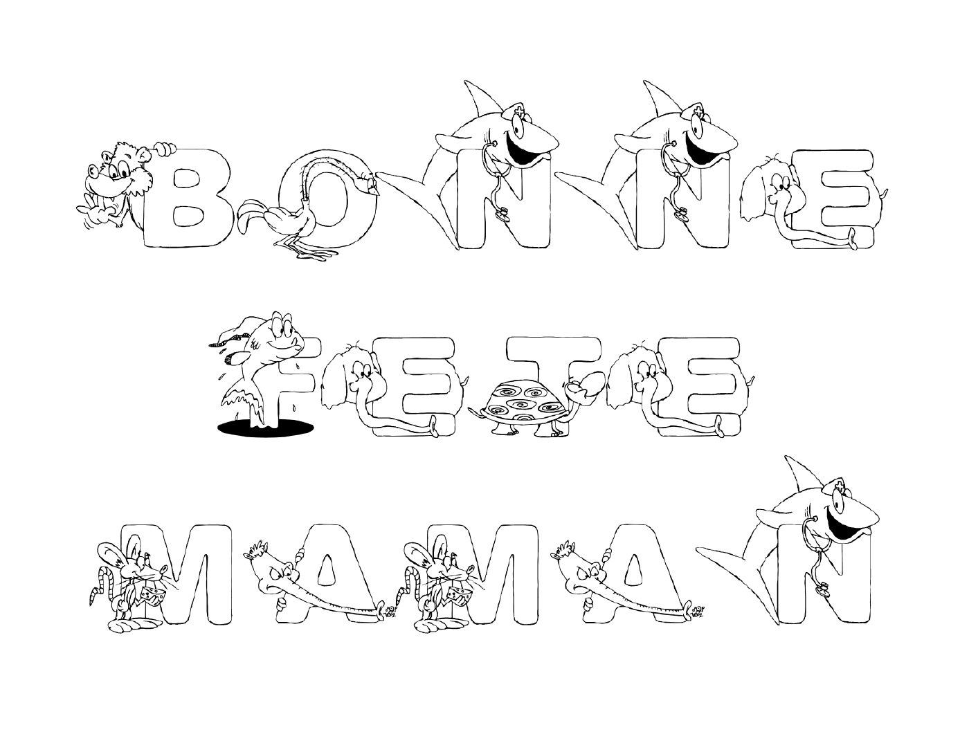   Une série de personnages de dessins animés dans différentes langues 