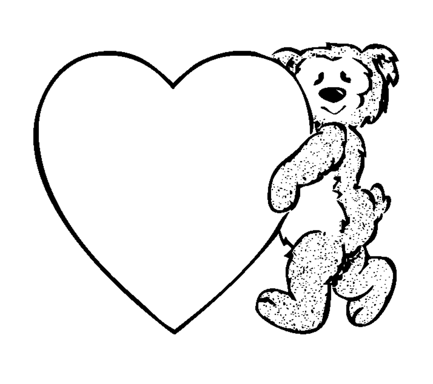  Un ours en peluche tenant un cœur 
