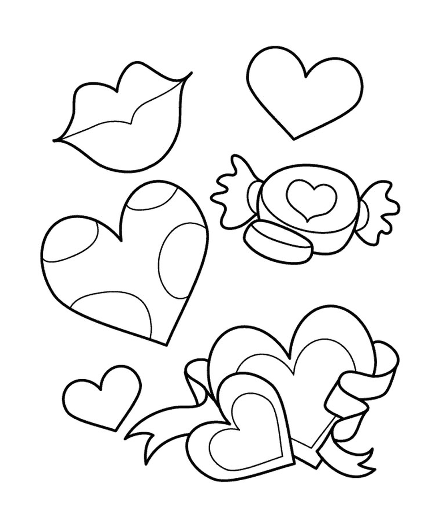  Une variété de formes et de tailles de cœurs 