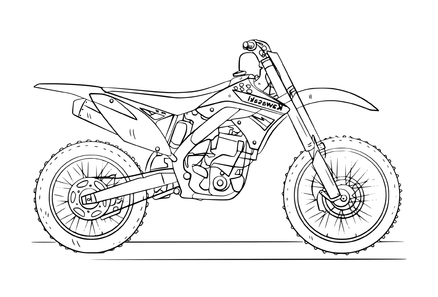   Moto cross Kawasaki au repos 
