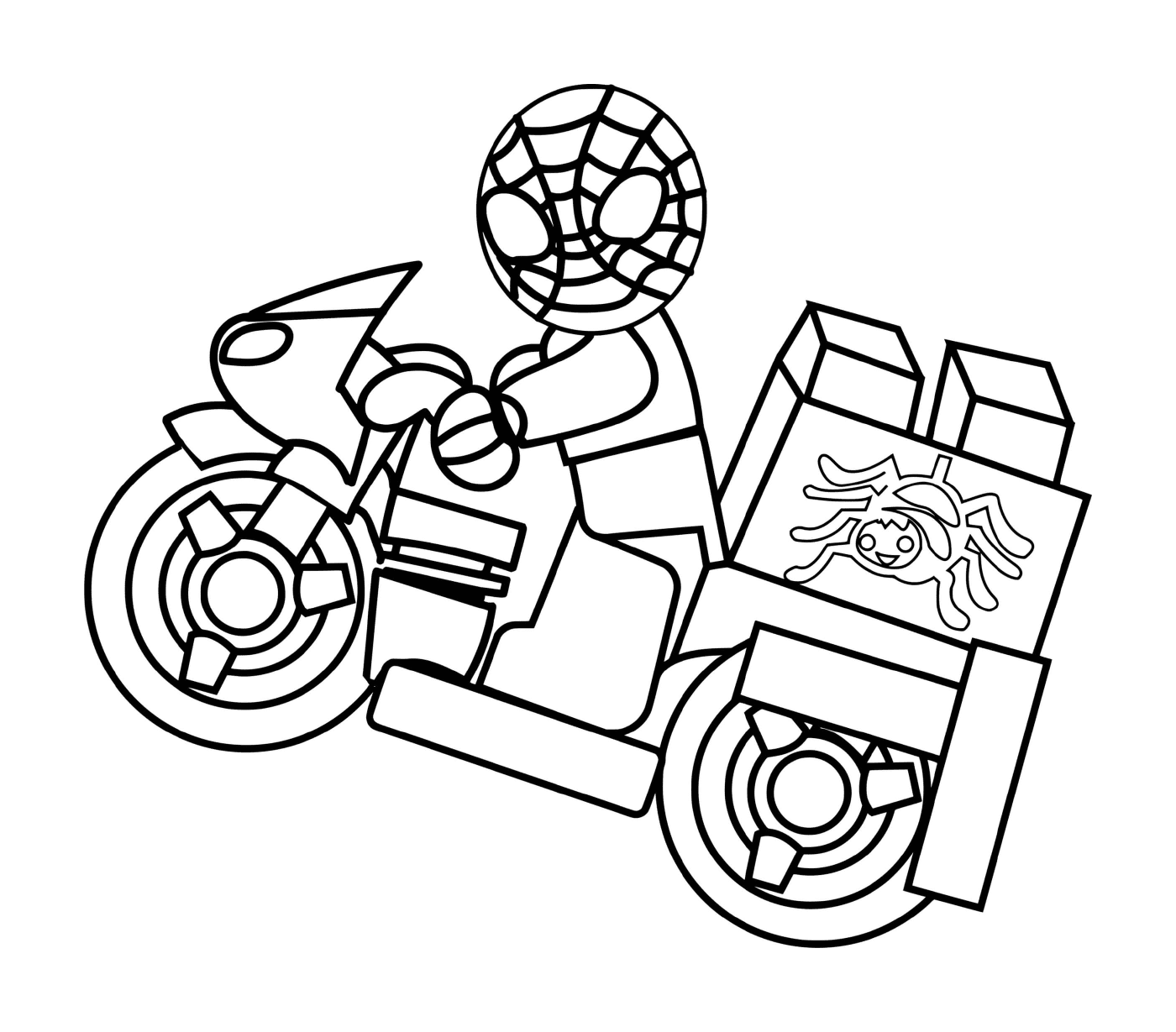   Spider-Man sur une moto Lego 