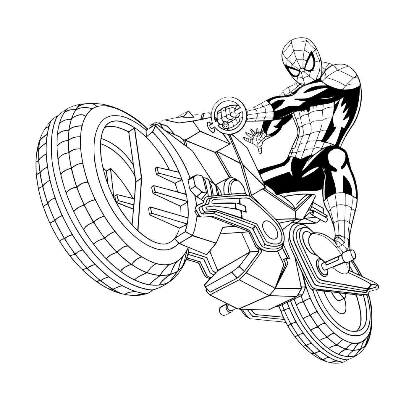   Spider-Man chevauchant une moto 