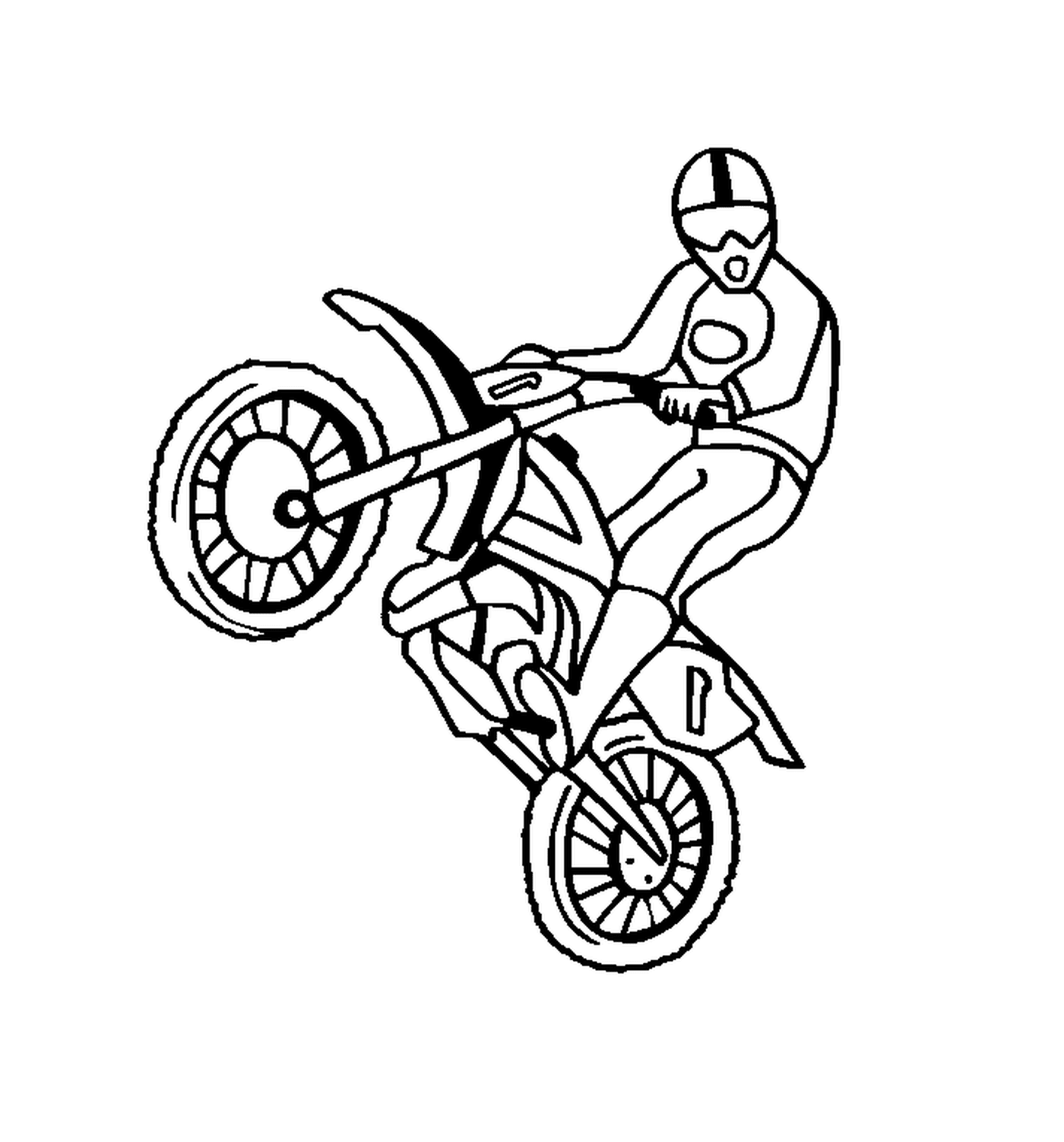   Homme en moto cross sur une moto tout-terrain 