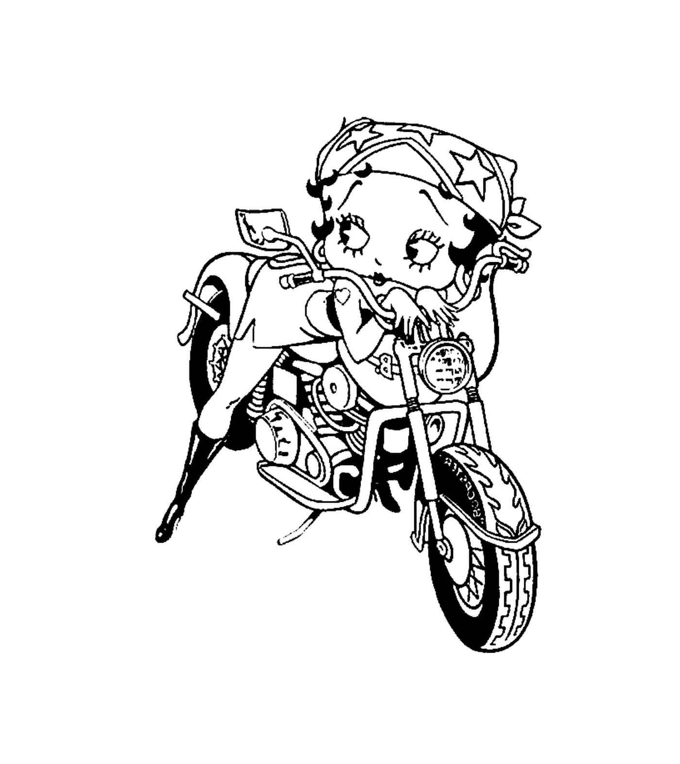   Betty Boop assise sur une moto 