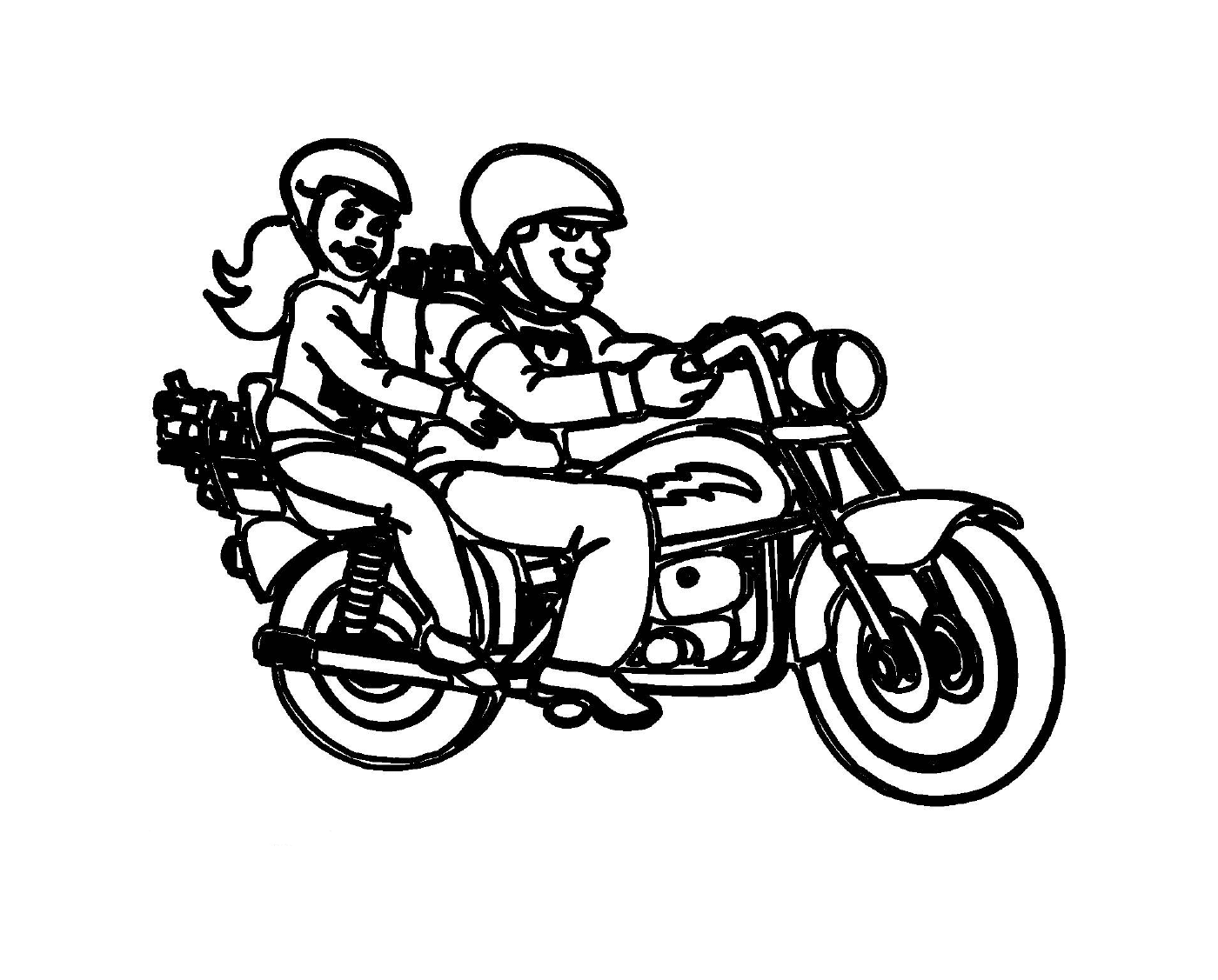   deux personnes sur motocyclette 