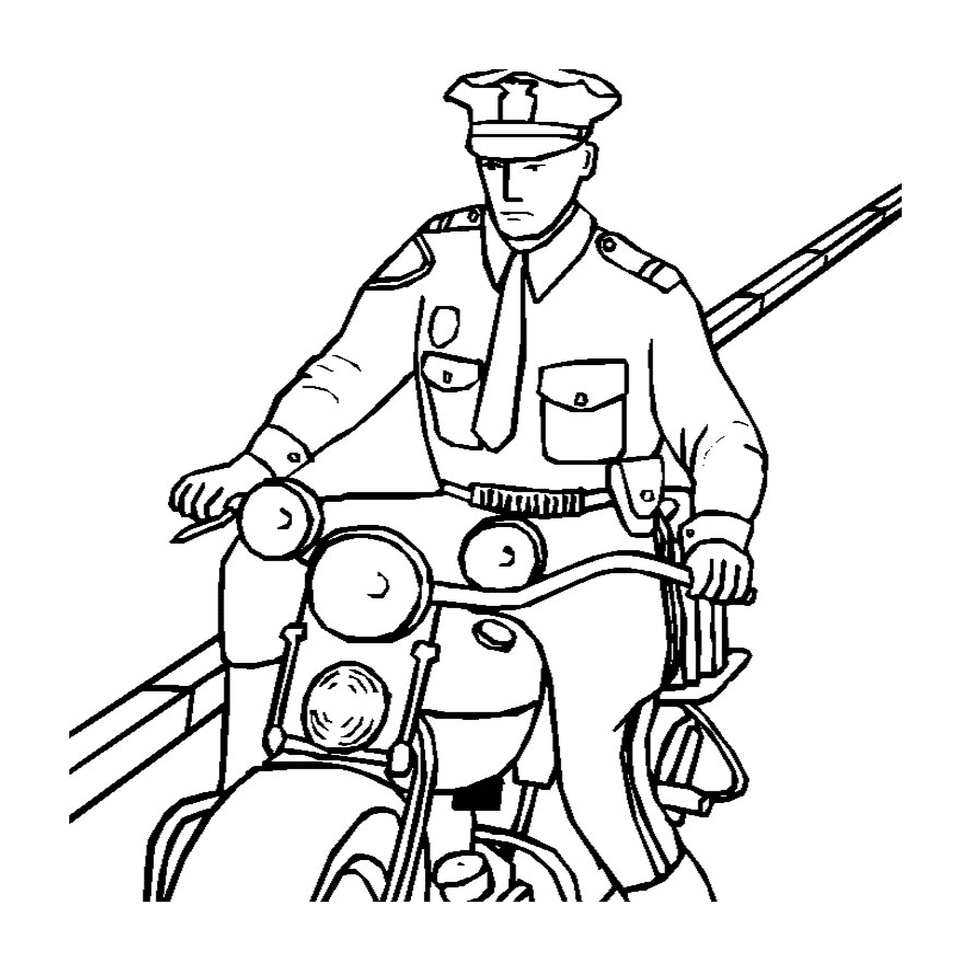   policier conduisant moto 